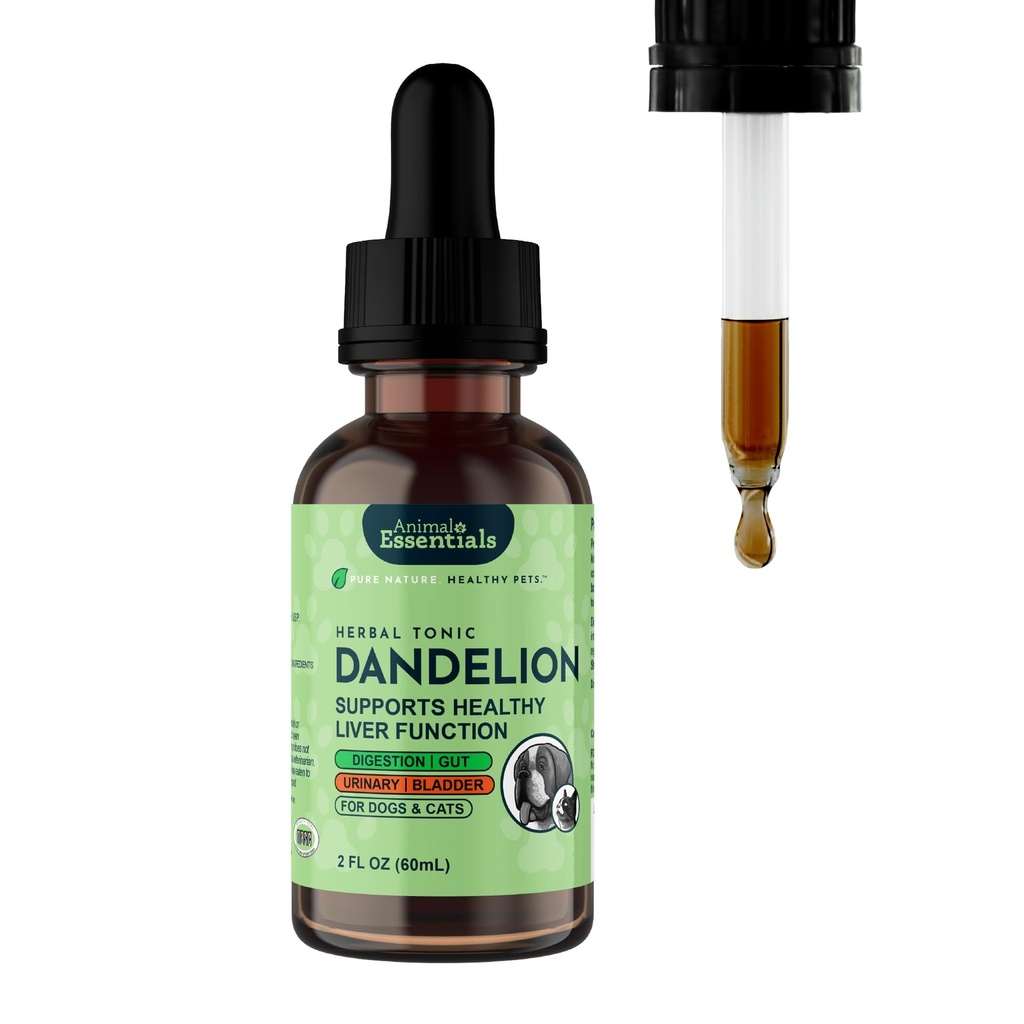 Animal Essentials Dandelion Extract for Dogs - Liquid Dandelion Root & Leaf Supplement, Liver & Kidney Support for Pets, Promotes Digestive Health, Natural Herbal Tonic for Dogs & Cats - 2 fl oz