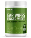 Pet MD Dog Ear Cleaning Wipes – Otic Cleanser for Dogs, Soothing Ear Care with Aloe Vera & Eucalyptus, Finger Wipes, 50 Count