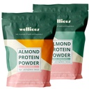 wellious Almond Protein Powder Bundle (1 Vanilla & 1 Chocolate) - 18 Grams of Pure Healthiest Vegan Protein - Perfect Gluten-Free, Soy-Free, Gut Friendly Protein Powder for Sports Nutrition