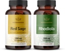HERBAMAMA Red Sage and Rhodiola Kit - Bundle των 1200 mg Red Sage Dan Shen & 1000 mg Rhodiola Rosea Κάψουλες - Vegan, Non-GMO, Sugar & Gelatin-Free - 2 Pack