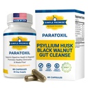 Paratoxil - Daily Gut Cleanse with Psyllium Husk Fiber & Black Walnut for Humans - with Slippery Elm, Aloe, Chlorella & Ginger - Natural & Plant-Based Cleanse - 60 Capsules