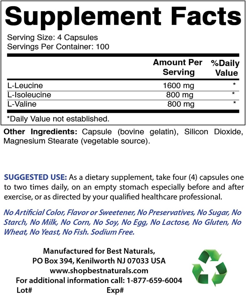 Best Naturals BCAA 3200 mg & Γλυκινικό μαγνήσιο 425 mg