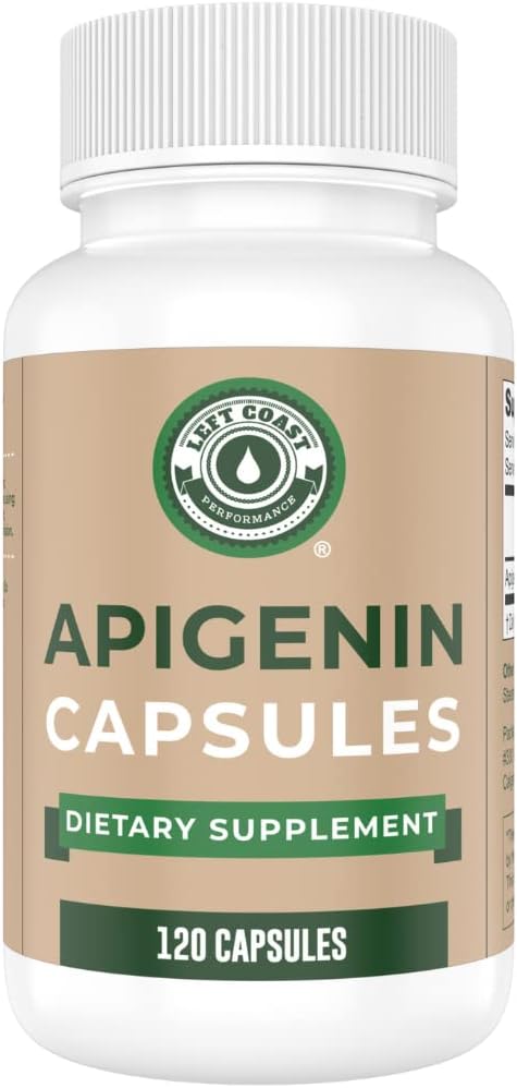 Αριστερή Ακτή Απόδοση Apigenin Συμπλήρωμα 50mg Κάψουλες - 4 Μήνες Προμήθεια - Ισχυρό Φλαβονοειδές για βελτιωμένο ύπνο, χαλάρωση και άγχος