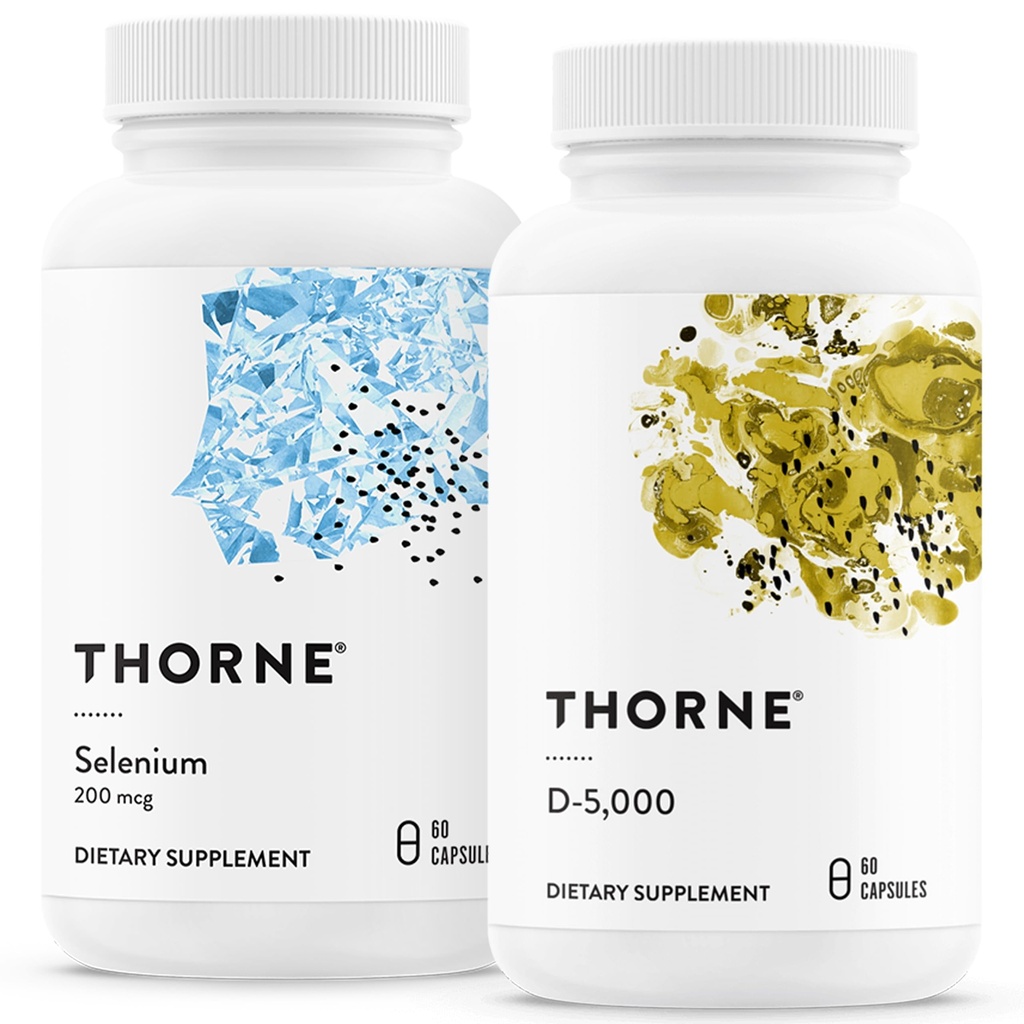 THORNE - Αντιοξειδωτικό & Wellness Bundle - Σελήνιο & Βιταμίνη D-5000 - Υποστηρίζει Θυρεοειδή Υγεία & Ανοσολογική Λειτουργία - 60 Υπηρεσίες