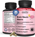 Memory & Focus Nootropic – Brain Neuro Matrix με Ginkgo Biloba & Huperzine A – Vegan, Natural, Caffeine-Free – Υποστηρίζει την σαφήνεια και τη διάθεση για μαθητές, ηλικιωμένους & επαγγελματίες – 90 Caps 3-Month Supply
