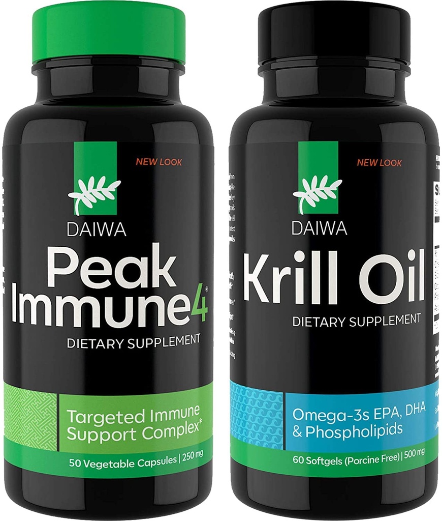 Daiwa Peak Immune 4 - Φυσικό ανοσοποιητικό σύστημα Booster + Daiwa Krill Oil – Omega 3 Krill Oil κάψουλες
