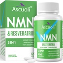 Sublingual NMN 500mg + Trans-Resveratrol 400mg, 3-in-1 Advanced Formula 99% Pure NMN Resveratrol Supplement for Boost* NAD, Cell, Immune, Energy & Muscle, Anti-Aging, 120 Lozenges, 120-Day Supply