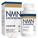 1100mg NMN & Trans-Resveratrol, 3-in-1 Supplement, 60 Veggie Capsules – Supports NAD+ Boost*, Cellular Energy, Immune Function, Muscle Health & Anti-Aging, 30-Day Supply