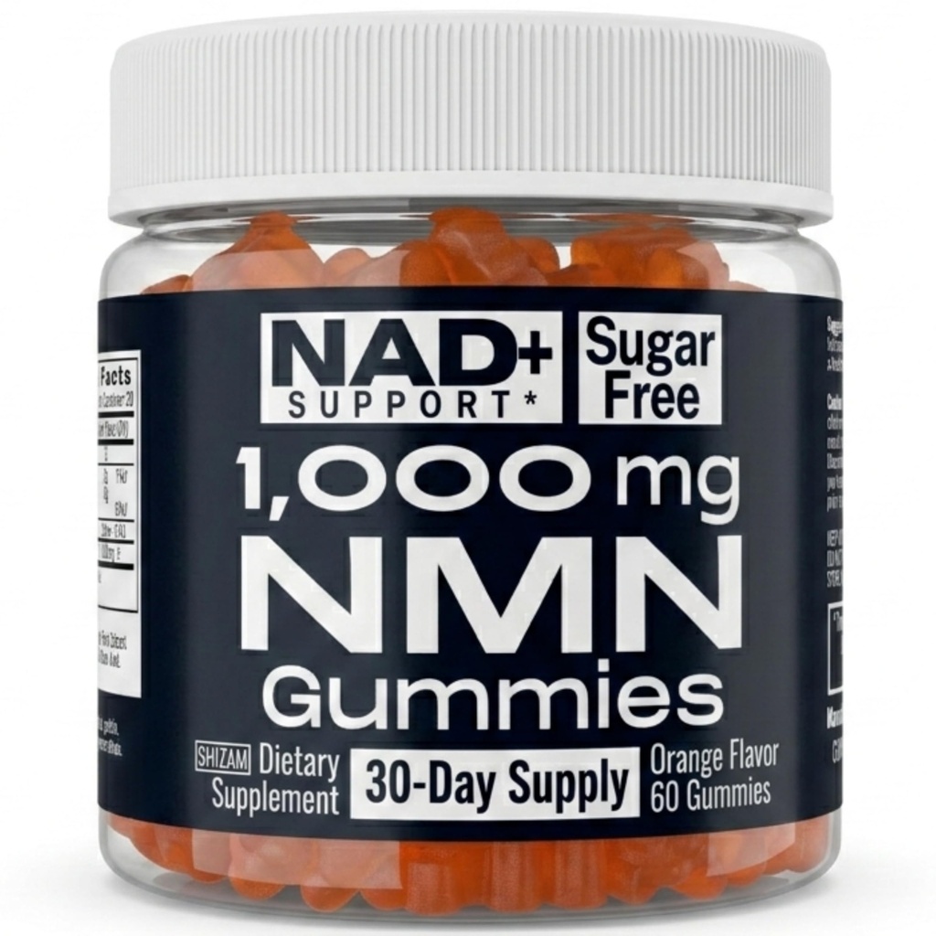 SHIZAM NMN Supplement Gummies – Nicotinamide Mononucleotide (NMN) 1000-mg per Serving | NAD+ Supplement Format | Sugar-Free NMN Gummies | 60 Gummies | 30-Day Supply