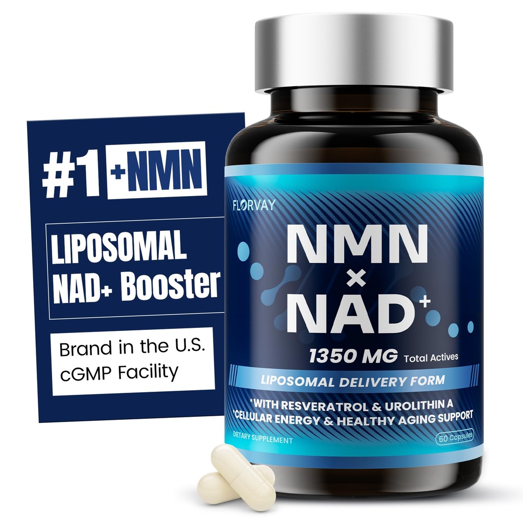 Liposomal NMN + NAD Supplement – Dual-Source NAD+ Support with Resveratrol, AKG & Urolithin A – Cellular Energy, Vitality & Daily Wellness – 60 Capsules