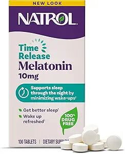 Natrol Advanced Sleep Melatonin 10mg, Συμπλήρωμα διατροφής για τον Ξεκούραστο Ύπνο, δισκία μελατονίνης απελευθέρωσης χρόνου, 100 δισκία χρονικής αποδέσμευσης, 100 ημερήσια προσφορά (πακέτο των 12)