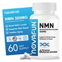 NMN Supplement 500mg - Beta Nicotinamide Mononucleotide Supplements to Boost NAD+ Levels & Cellular Energy, Supports Healthy Aging - 60 Vegan Capsule