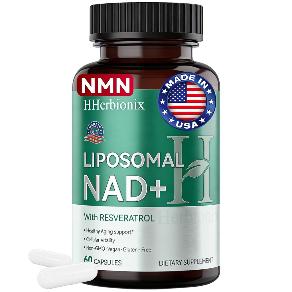 Liposomal NAD Supplement with Resveratrol, Advanced NAD+ Irans-Resveratrol, Nicotinamide Riboside, Quercetin, Heart Health, Healthy Aging, NR NMN Replacement(Made in USA)