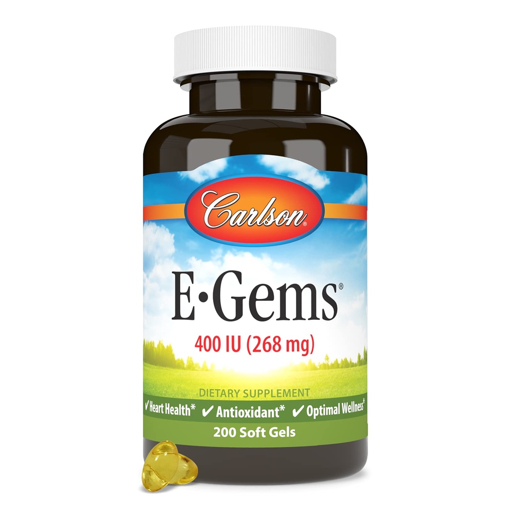Carlson - E-Gems, 400 IU, Heart Health & Optimal Wellness, Αντιοξειδωτικό, 200 μαλακά τζελ