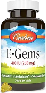 Carlson - E-Gems, 400 IU, Heart Health & Optimal Wellness, Αντιοξειδωτικό, 200 μαλακά τζελ