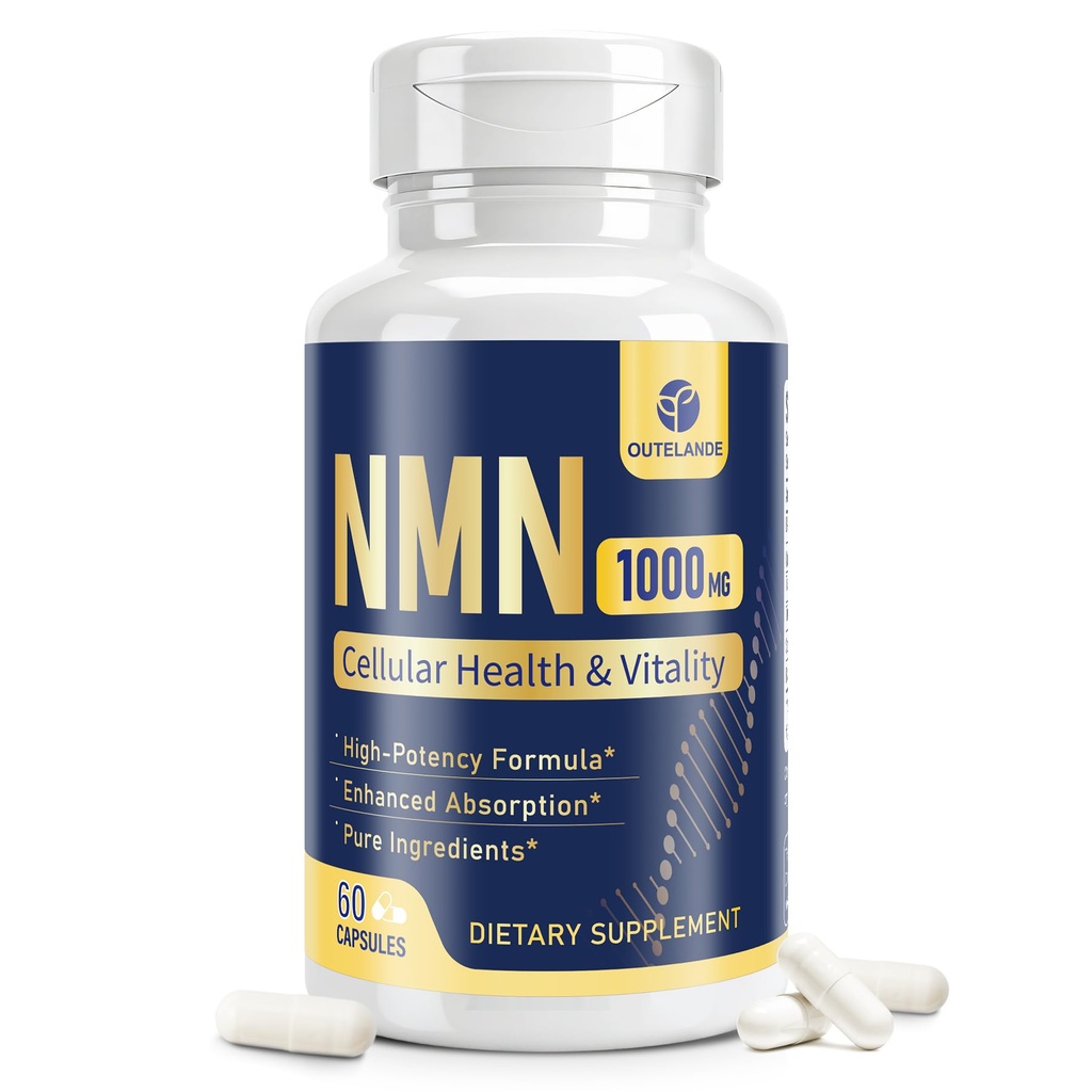 NMN Supplement (Nicotinamide Mononucleotide) - 6-in-1 NAD Supplement with Quercetin | TMG | Resveratrol | Spermidine| Black Pepper Extract for Cellular Support 60 Capsules