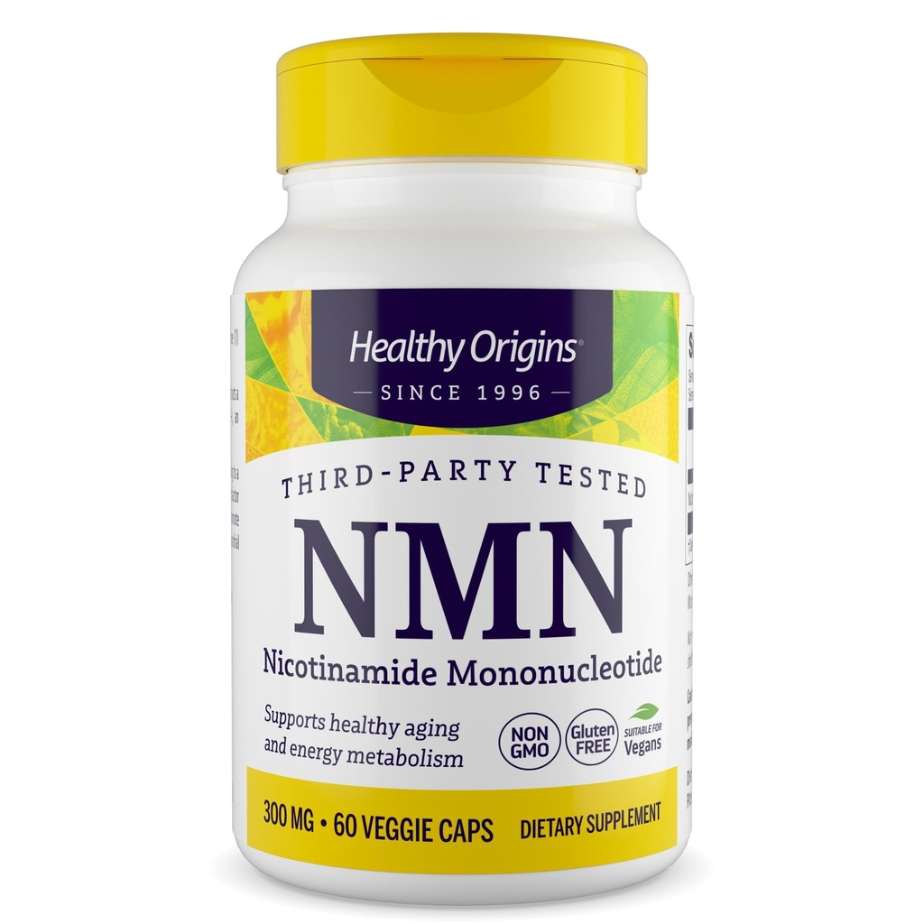 Healthy Origins NMN Nicotinamide Mononucleotide 300 mg – 60 Vegan Capsules – NAD+ Precursor for Cellular Energy & Healthy Aging Support – Third-Party Tested, Non-GMO Dietary Supplement