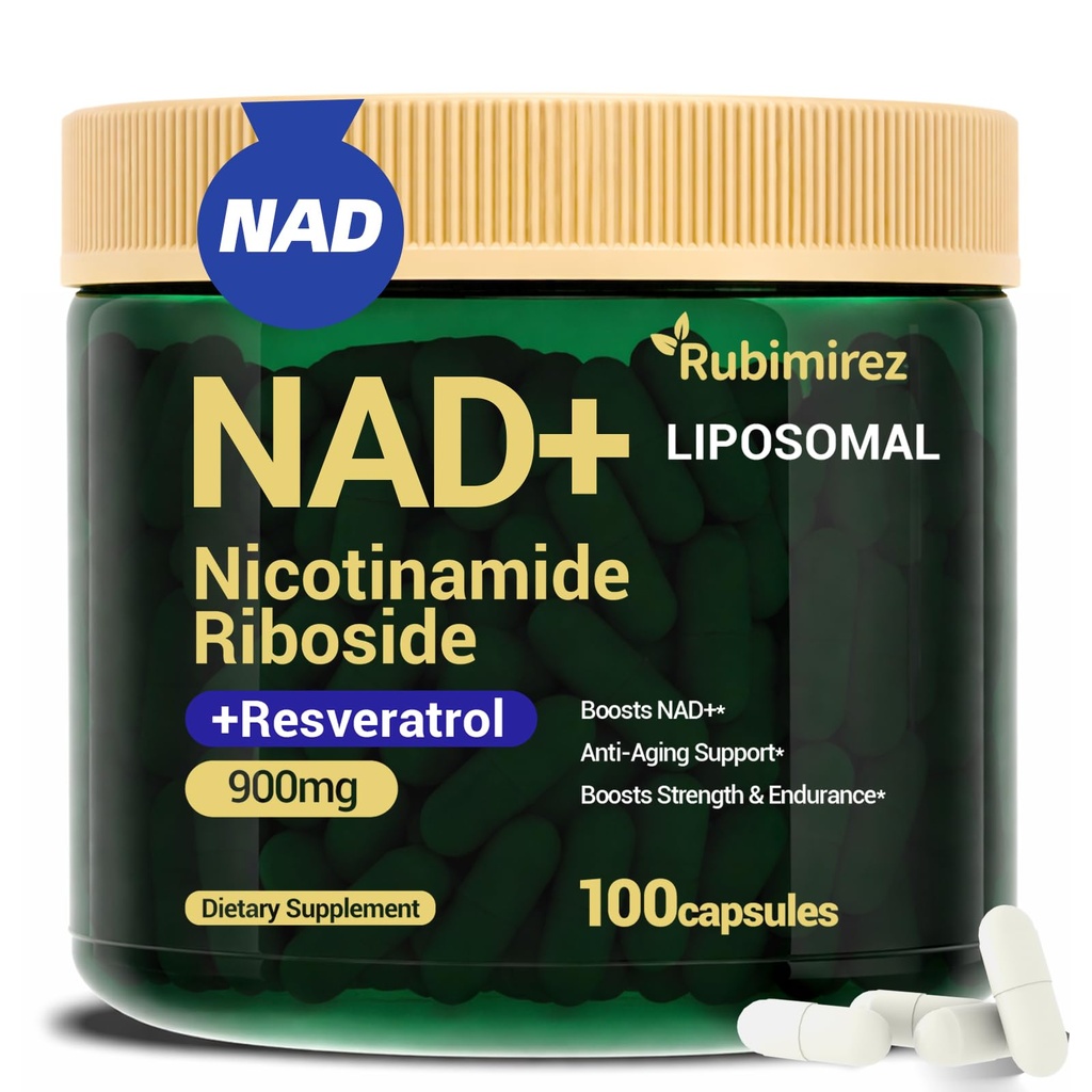 NAD+ Supplement with, Nicotinamide Riboside & Resveratrol 900mg – Anti-Aging Support for Women & Men, NMN Alternative, Vegan Non-GMO - 100 Capsules