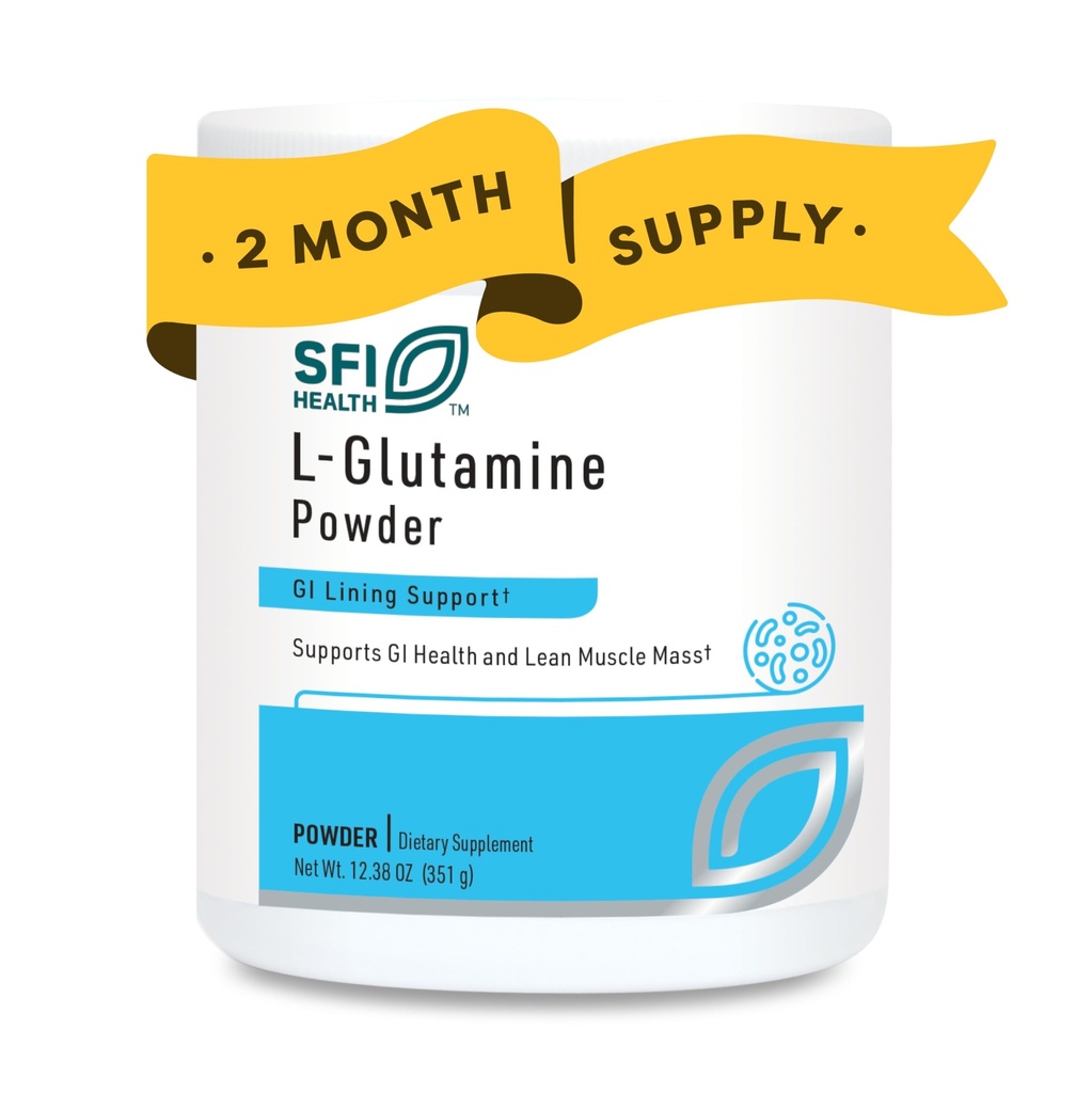 Klaire Labs SFI Health L Glutamine Powder - 5000mg Free-Form & Hypoallergenic Amino Acid - Υποστηρίζει την αποκατάσταση των μυών, την ανοσοποιητική υποστήριξη και την υγεία GI - Μη Γαλακτοκομικά & Χωρίς γλουτένη (351 G / 60 Servings)