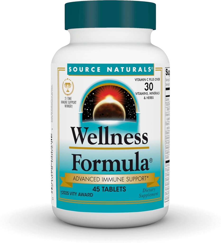 Source Naturals Wellness Formula Bio-Aligned Vitamins & Herbal Defense - Συμπλήρωμα Υποστήριξης Ανοσοποιητικού Συστήματος & Ανοσίας Booster - 45 Tablets