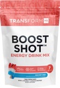 TransformHQ Boost Shot Powder Drink Stick Packets, Rocket Pop, 7 Pack, Energy Supplements for Women & Men, with Caffeine, Vitamin B12, B9, B6 & B3