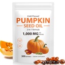 Pumpkin Seed Oil with Saw Palmetto, Pumpkin Seed Oil Capsules, Cold Pressed Pure Virgin Oil, Supports Prostate Health, Hair Growth & Bladder Function | Rich in Fatty Acids, Phytosterols, 300 Softgels