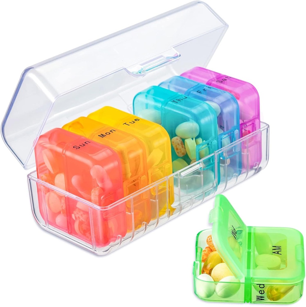Zoksi Pill Organizer 2 φορές την ημέρα, Εβδομαδιαία 7 Day Pill Box, Καθημερινή Am Pm Pill Pill Organizer, Travel Pill περίπτωση για την ιατρική, ιχθυέλαια, βιταμίνη, συμπλήρωμα