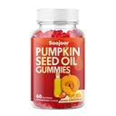 Organic Pumpkin Seed Oil Gummies with Saw Palmetto for Hair Growth & Skin Health | Vegan, Non-GMO, Gluten-Free Strawberry Flavor | 60 Count