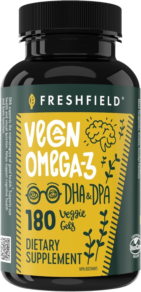 Vegan Omega 3 DHA: Algae Oil, πιο κριτική, Carragenan δωρεάν, βιώσιμη, δοκιμαστεί, χωρίς βαρέα μέταλλα, Fish Oil Alt, Φυτική βάση Omega. Υποστηρίζει καρδιά, εγκέφαλο, κοινή υγεία w/DPA