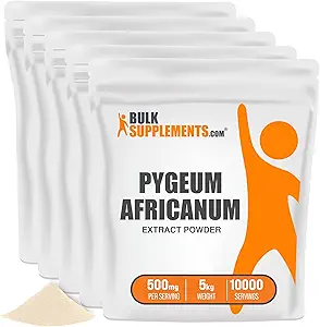 BulkSupplements.com Pygeum Africanum Extract Powder - from Pygeum Bark - Gluten Free, 5000mg per Serving, 5kg (11 lbs) (Pack of 5)