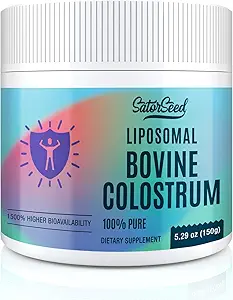 Liposomal Bovine Colostrum Powder Supplement 100% Pure Colostrum, 1500% Higher Bioavailability for Immune and Gut Health (60 Services)