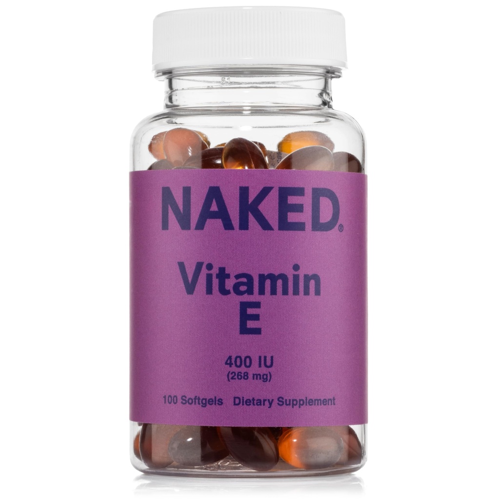 Naked Vitamin E 400 IU – Natural Vitamin E Supplement with Mixed Tocopherols for Antioxidant Support and Skin Health – 100 Softgels