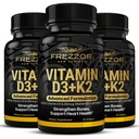 FREZZOR Vitamin D3 and K2 Caps, High Potency D3 2000IU and K2 (MK7) 80mcg, Unique VIT D3 from 100% New Zealand Sheep's Wool Lanolin,180 Softgels 3 Month Supply