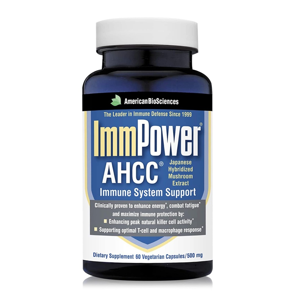 American BioSciences ImmPower AHCC συμπλήρωμα βοτάνων, 500mg ανά καψάκιο για ανοσοποιητική υποστήριξη, Διατηρεί τη φυσική δραστηριότητα των κυττάρων δολοφόνος, συσκευασία των 1, 60 κάψουλες λαχανικά