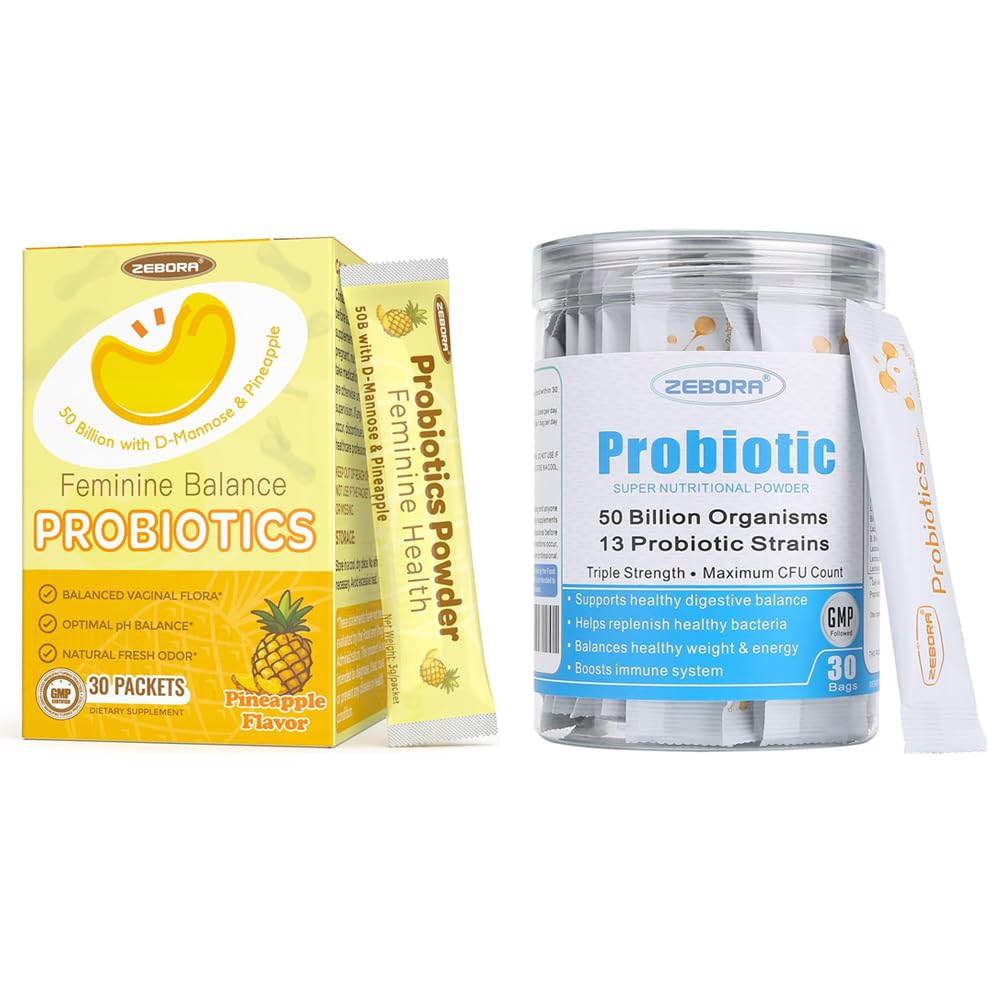 ZEBORA Probiotics for Women, Men and Kids, Prebiotics and Probiotics Powder for Digestive and Immune Gut Health