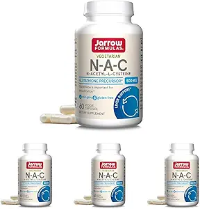 Jarrow Formulas N-A-C 500 mg - Αντιοξειδωτικό συμπλήρωμα αμινοξέων υποστηρίζει Κυτταρική λειτουργία υγείας & ήπατος - Πρόδρομος για τη γλουταθειόνη - Έως 60 σέρβις (Veggie Caps) (πακέτο των 4)