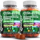 Digestive Enzymes with Probiotics and Prebiotics For Digestive Health Gummies + L-Glutamine For Gut Health Bromelain Turmeric Licorice Fiber Apple Pectin Inulin FOS Plant Pased Vegan Gummy Vitamins