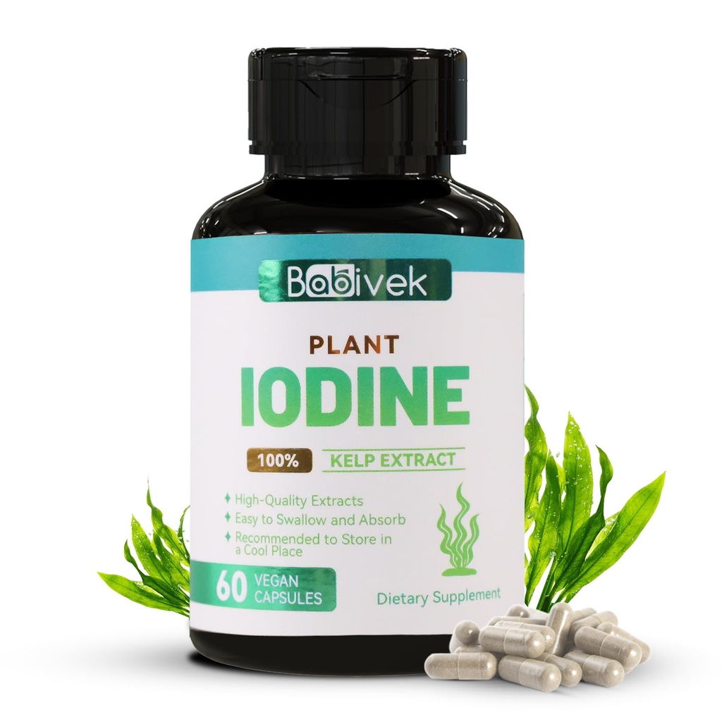 Iodine Supplement from Sea Vegetable Complex – Dietary Supplement for Metabolism, Thyroid Function,Energy Support & Immune Health, 60 Vegan Capsules