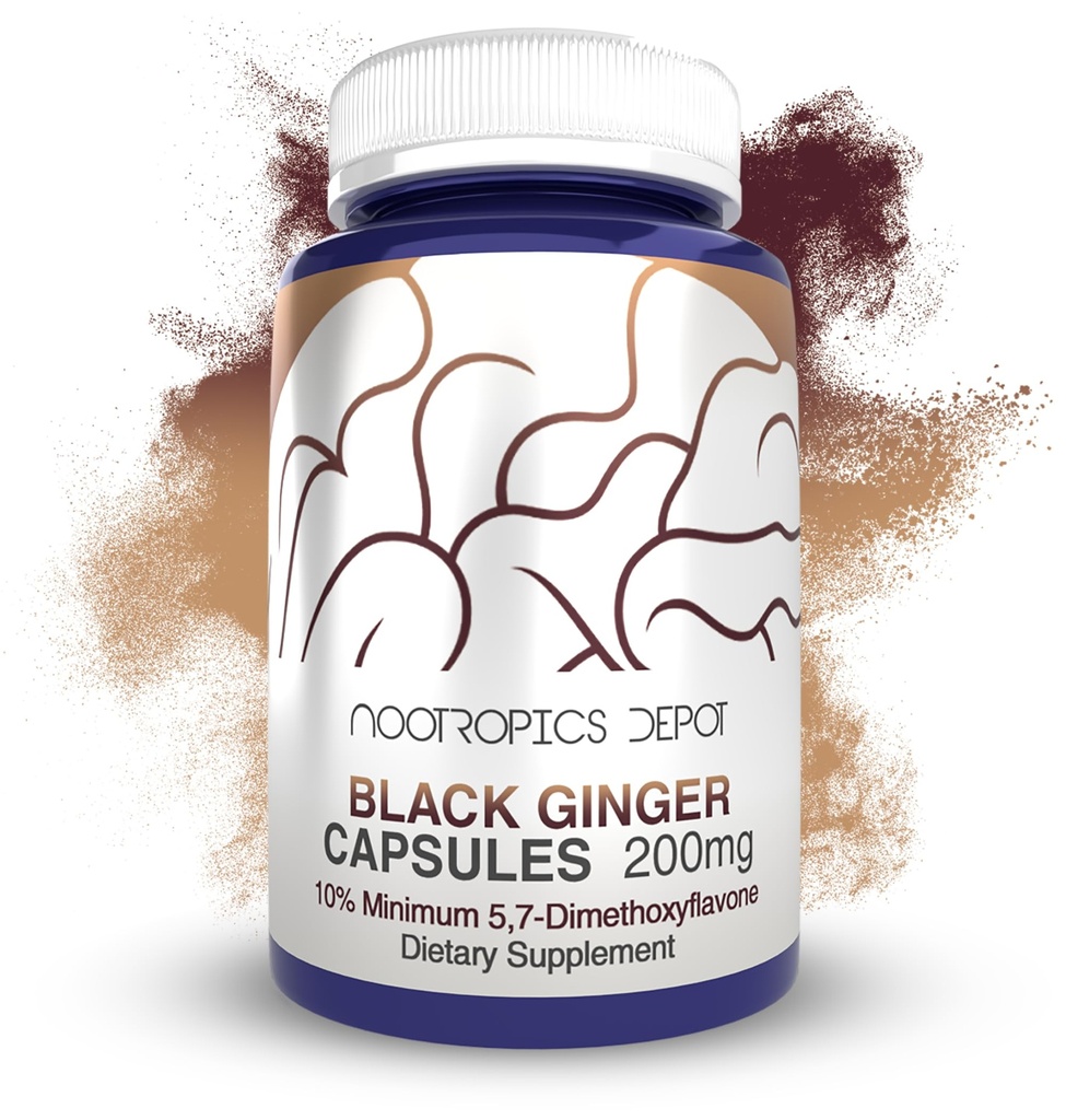 Nootropics Depot Black Ginger Extract Capsules | 10% 5,7-dimethoxyflavone | 180 Count