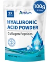 Hyaluronic Acid Powder, with Collagen Peptides – DIY Hydrating Serum & Skincare Ingredient, Clean Formula, Gluten-Free, No Preservatives – 100g / 3.52oz