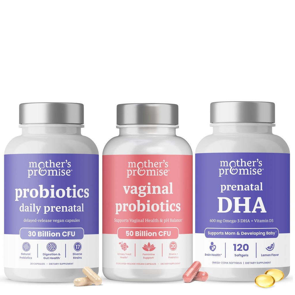 Mother's Promise Prenalal Probiotics+ Vaginal Probiotics + Prenatal DHA Bundle
