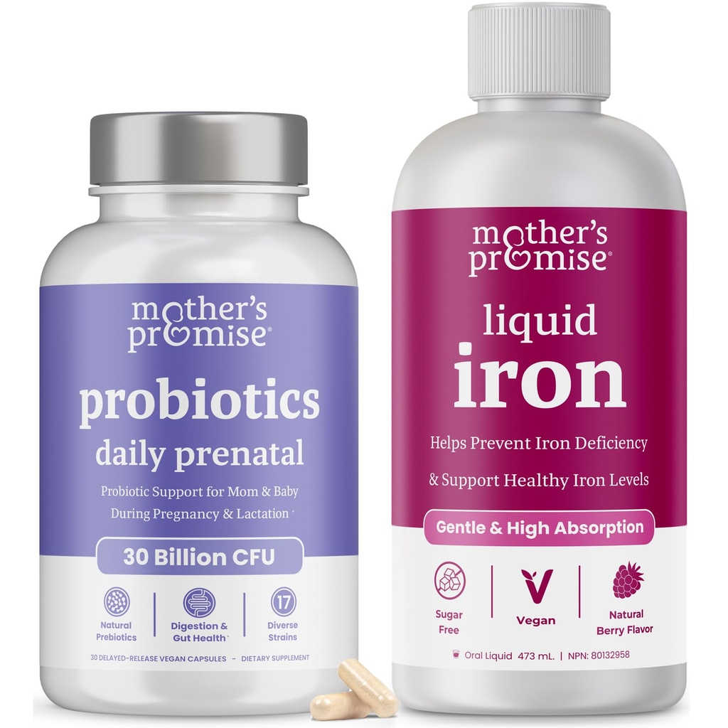 Mother's Promise Prenatal Probiotics & Liquid Iron Bundle