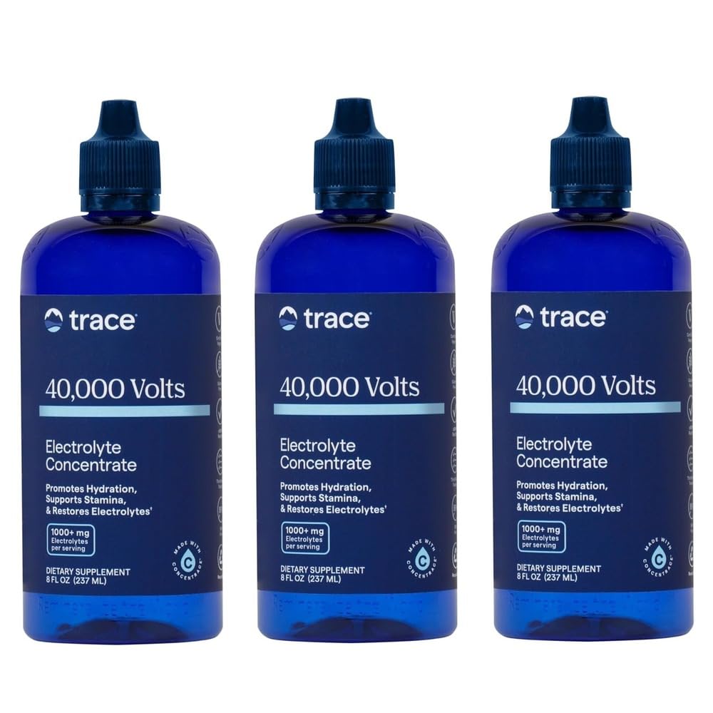 Trace Minerals 40.000 Volts - Συμπυκνωμένο συμπλήρωμα σταγόνες για την υποστήριξη ηλεκτρολυτών - Υποστηρίξτε τη μυϊκή υγεία & ζωτικότητα - Εκγύμναση ποτό για να βοηθήσει την ενυδάτωση - 8 fl oz (πακέτο των 3) (144 εξυπηρετούν)
