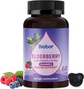Natural Black Elderberry Gummies 150mg, εκχύλισμα φρούτων Elderberry με βιταμίνη C και ψευδάργυρο, Herbal ElderCraft® Gummies Καθημερινή ανοσοποιητική υποστήριξη για παιδιά και ενήλικες, 60 Count