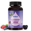 Natural Black Elderberry Gummies 150mg, εκχύλισμα φρούτων Elderberry με βιταμίνη C και ψευδάργυρο, Herbal ElderCraft® Gummies Καθημερινή ανοσοποιητική υποστήριξη για παιδιά και ενήλικες, 60 Count