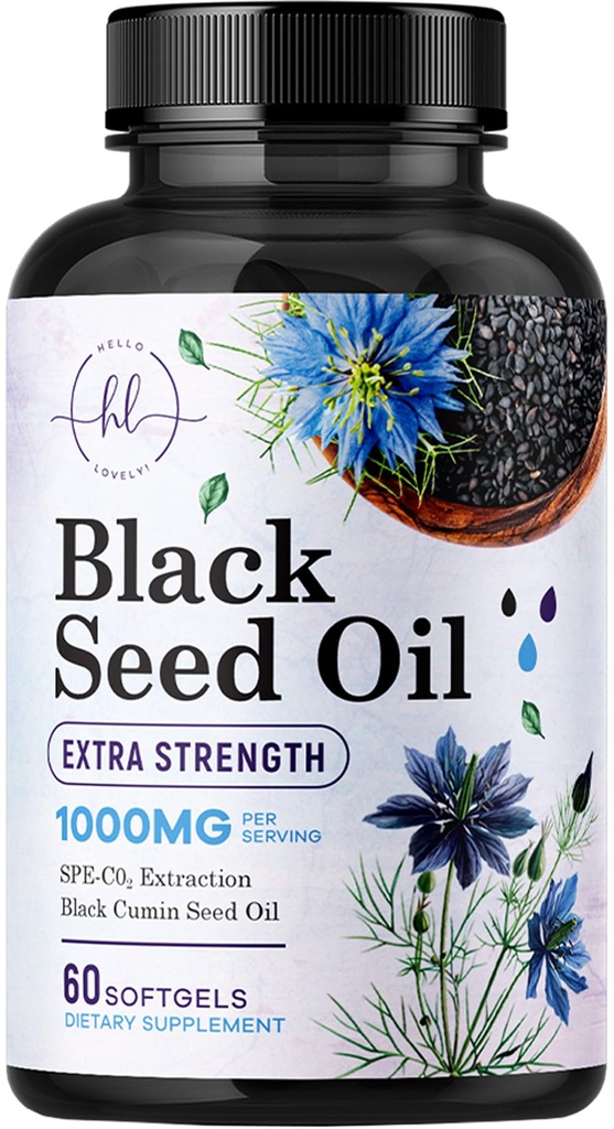 Black Cumin Seed Oil 1000mg Per Serving - Premium Nigella Sativa Blackseed Softgels, Pure Natural Black Cumin Seed Oil & Antioxidant for Skin & Immune Support - Non GMO, Bottled in USA - 60 Softgels