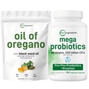 Micro Ingredients Oil of Oregano Softgels & Mega Probiotics 200 Billion CFU Veggie Capsules | 2 Pack Bundle | 4X Strength Thymoquinone + Black Seed | 40 Strains + Inulin, Acacia,& Bromelain