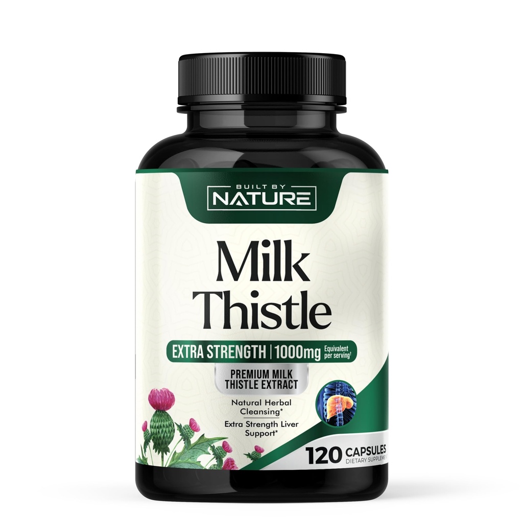 Κρέας γάλακτος 1000mg - Συμπλήρωμα ήπατος Detox με Silymarin Extract & Dandelion Root – Απαλό βοτανικό συκώτι καθαρισμού για άνδρες και γυναίκες - Υποστήριξη για την υγεία του ήπατος - Μη ΓΤΟ - 120 κάψουλες λαχανικών