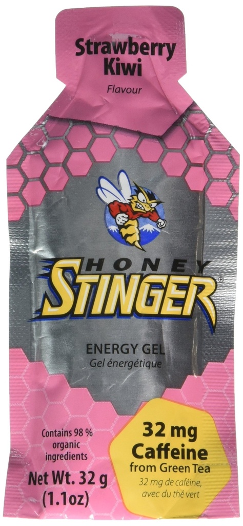 HONEY STINGER Organic Strawberry Kiwi Caffeinated Energy Gel Sgl, 1.1 OZ