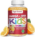 Feel Great Vitamin Co. Complete DHA Gummies for Kids | with Omega 3 6 9 + DHA, Vitamin C | Supports Healthy Brain Function, Vision & Heart Health | Gluten Free, Vegetarian | 60 Gummies